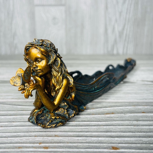 Mythical fairy incense holder home decoration table decor bronze color butterfly - Picture 1 of 7